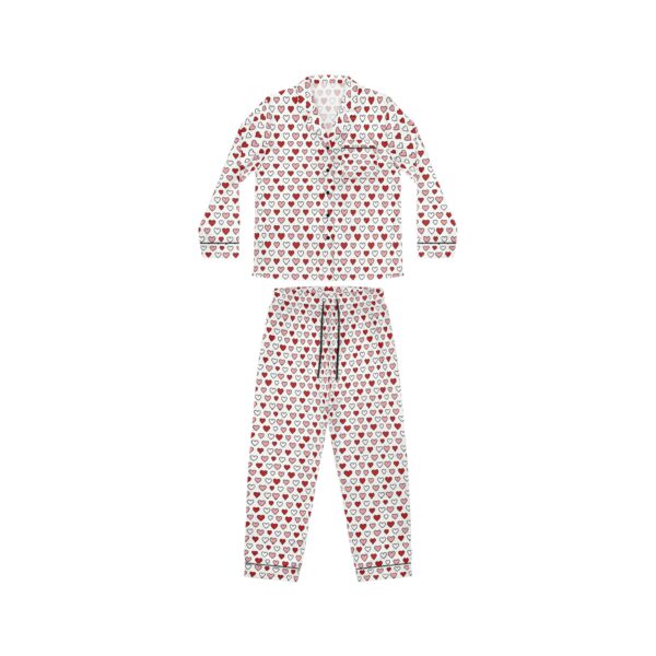 Romantic Heart Print I Love Ashland VA Women's Satin Pajamas | Soft Luxury Sleepwear - Image 2