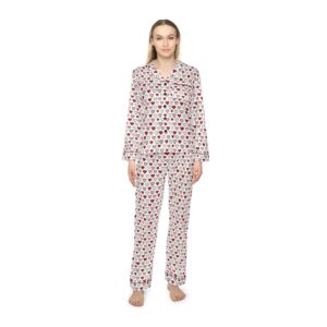 Romantic Heart Print I Love Ashland VA Women's Satin Pajamas | Soft Luxury Sleepwear