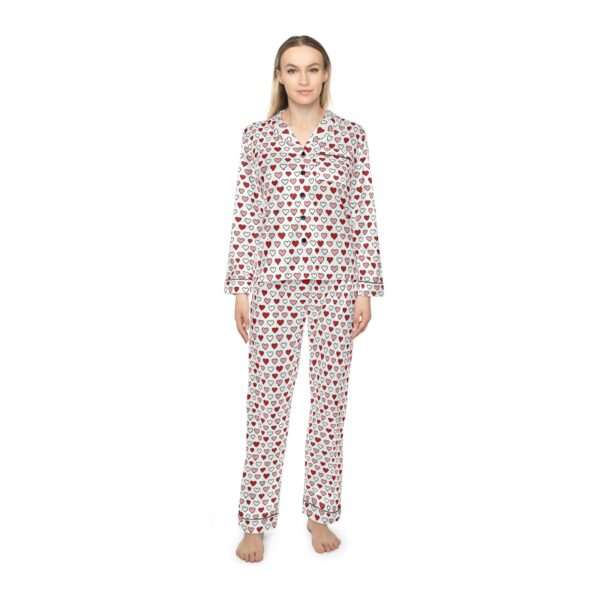 Romantic Heart Print I Love Ashland VA Women's Satin Pajamas | Soft Luxury Sleepwear
