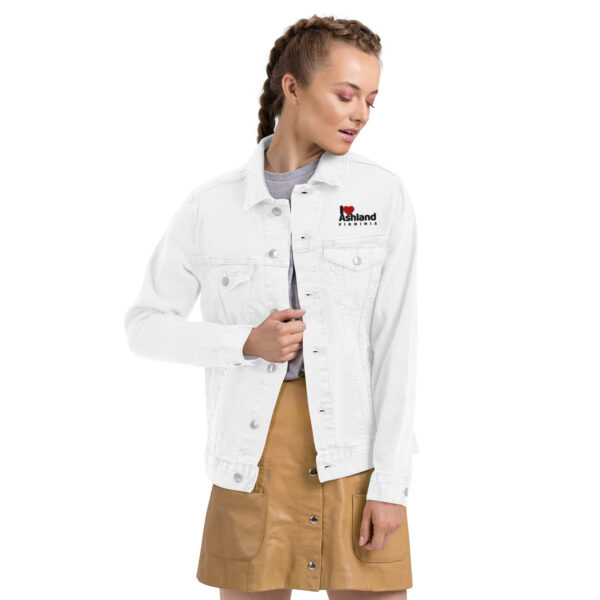 Unisex denim jacket with I Love Ashland Virginia Emblem - Image 3