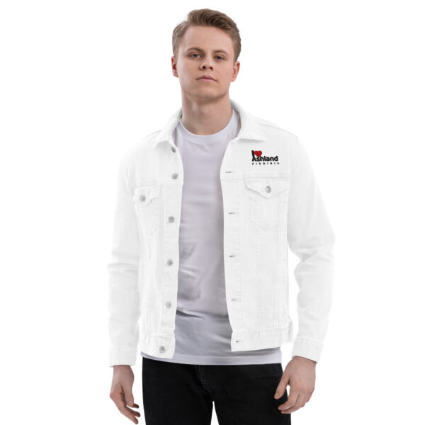 Unisex denim jacket with I Love Ashland Virginia Emblem