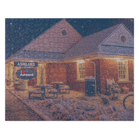 Jigsaw Puzzle of Ashland Train Station in the Snow